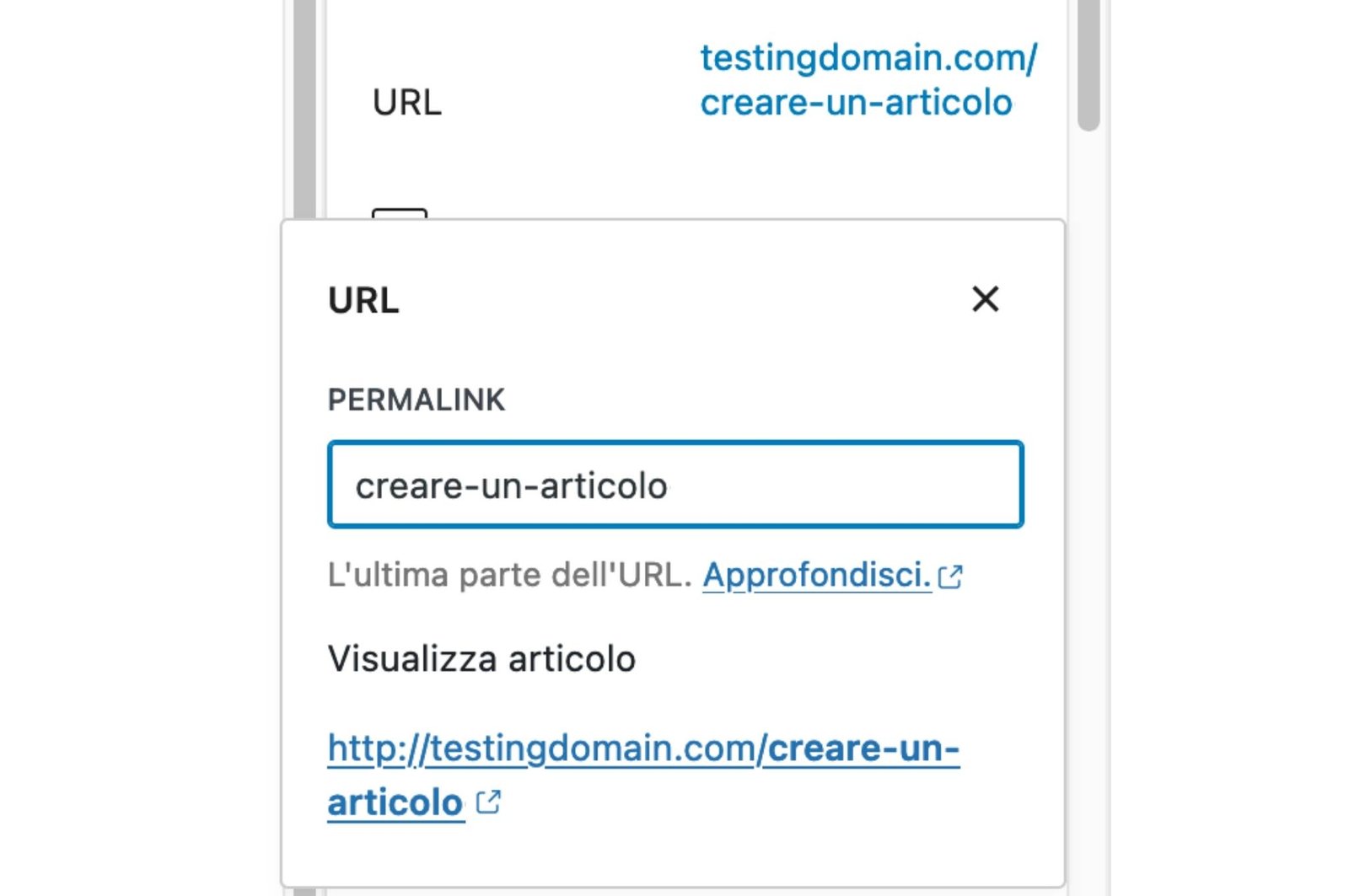 Come cambiare l’URL di un articolo su Gutenberg