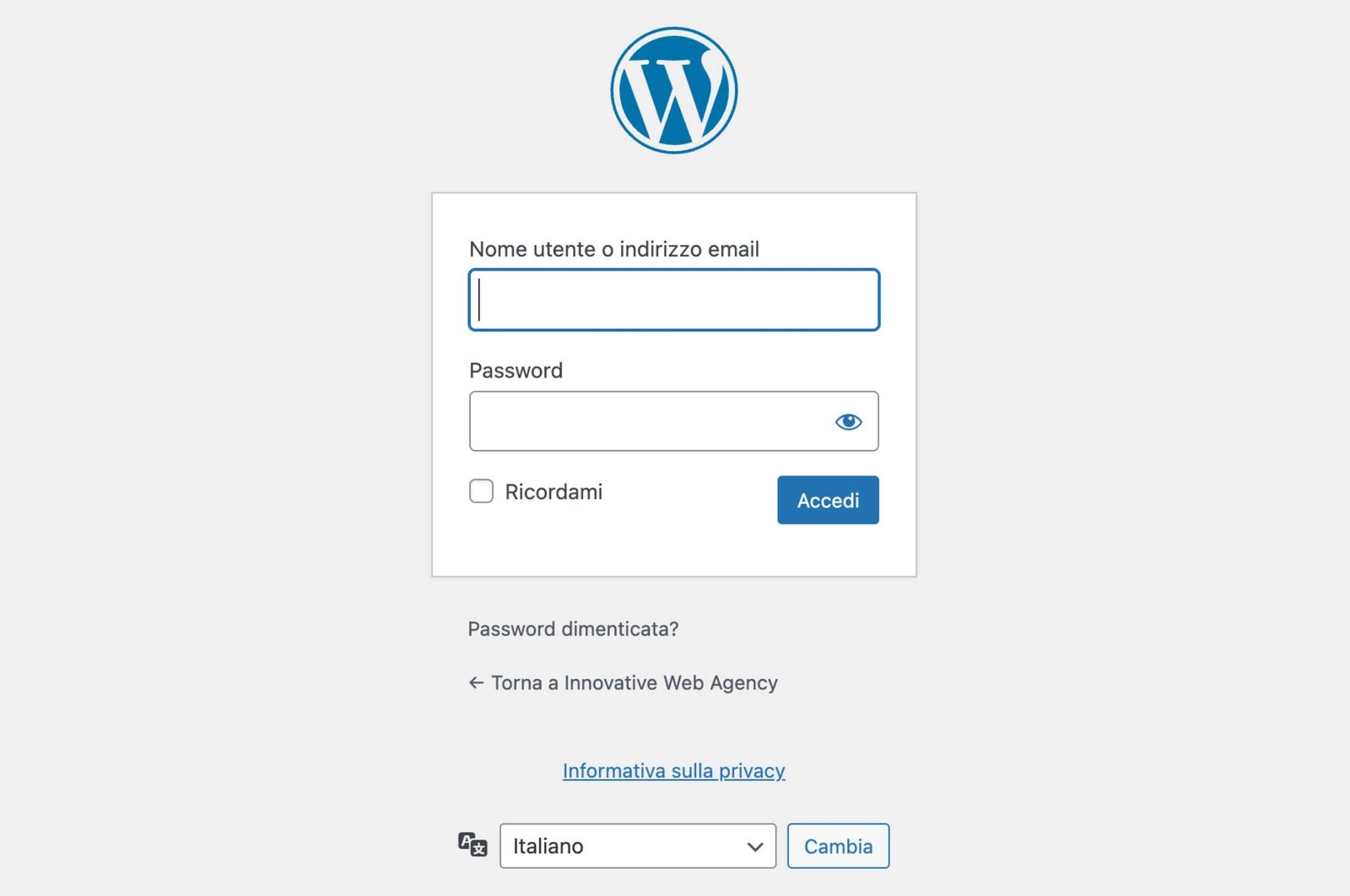 Wordpress accesso